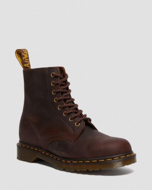 Dr Martens 1460 Pascal Waxed Full Grain Leather Lace Up Boots (Waxed Full Grain) Boots Chestnut | OF82-K4HR